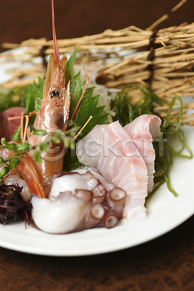 사람없음 JPG 근접촬영 아웃포커스 포토 깻잎 문어 새우 생선회 음식 일본음식 접시 해물요리 해산물