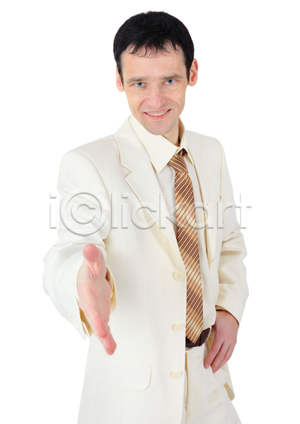 행복 남자 백인 사람 성인 한명 JPG 포토 해외이미지 1 고립 넥타이 미소(표정) 백그라운드 비즈니스 비즈니스맨 빛 세로 악수 재킷 정장 코트 해외202004 흰색