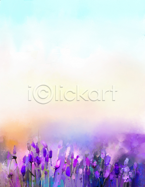 사람없음 JPG 포토 해외이미지 그림 꽃 라벤더 미술 백그라운드 보라색 손그림 수채화(물감) 카피스페이스 해외202004
