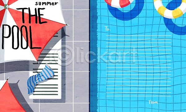 사람없음 PSD 일러스트 바캉스 백그라운드 비치타올 선베드 수영장 여름(계절) 여름휴가 튜브 파라솔 편지지
