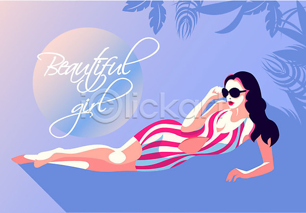 섹시 성인 여자 한명 AI(파일형식) 일러스트 나뭇잎 드레스 뷰티 선글라스 여신 전신 포스터 화장