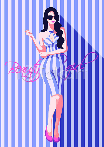 매력적 섹시 성인 여자 한명 AI(파일형식) 일러스트 드레스 뷰티 선글라스 여신 패턴 포스터 화장