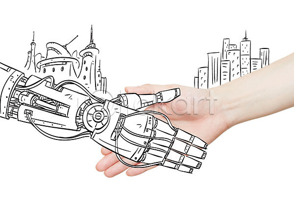 신체부위 AI(파일형식) 포토일러 4차산업 AI(인공지능) 과학기술 로봇 로봇팔 빌딩 손 악수 정보기술