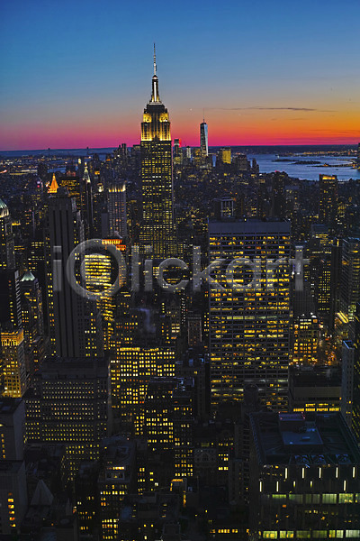 사람없음 JPG 포토 노을 뉴욕 도시 빌딩 야간 야경 야외 일몰 풍경(경치) 하늘