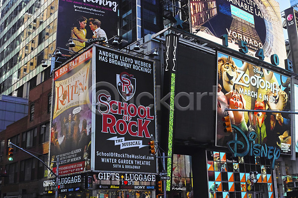 사람없음 JPG 포토 간판 광고판 극장 뉴욕 도시 빌딩 야외 주간 타임스퀘어 풍경(경치)