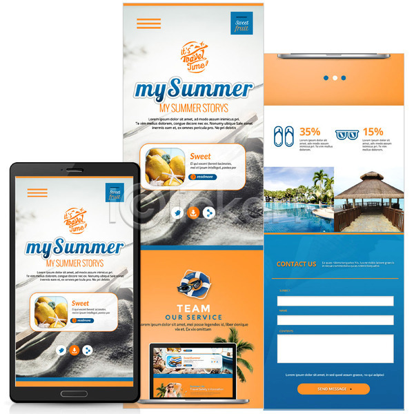 사람없음 PSD 모바일템플릿 웹템플릿 템플릿 레몬 모바일 모바일사이트 바캉스 야자수 여름(계절) 여름휴가 휴양지