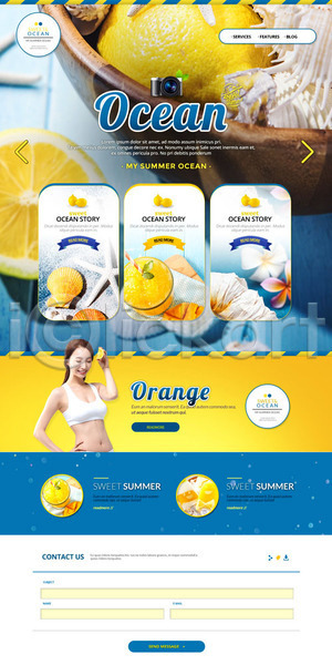 20대 성인 성인여자만 여자 한국인 한명 PSD 웹템플릿 템플릿 랜딩페이지 레몬 바캉스 여름(계절) 여름휴가 조개껍데기 홈페이지 홈페이지시안