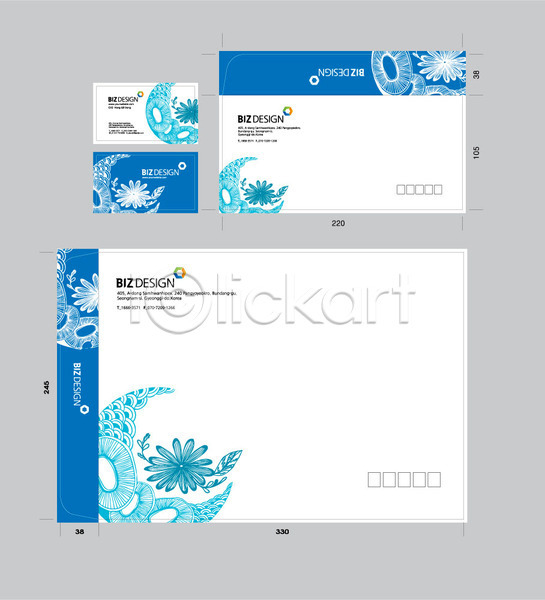 사람없음 AI(파일형식) 명함템플릿 봉투템플릿 템플릿 꽃잎 명함 무늬 문양 봉투디자인 비즈디자인 서류봉투 세트 우편봉투 젠탱글 파란색 패키지 편지봉투