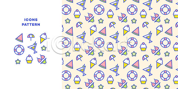 사람없음 AI(파일형식) 아이콘 바캉스 비키니 수박 아이스크림 아이스크림콘 여름휴가 칵테일 튜브 파라솔 패턴 패턴백그라운드