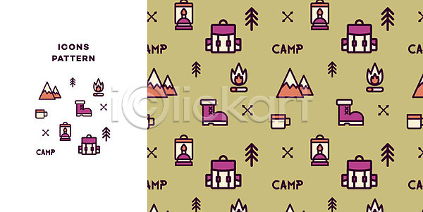 사람없음 AI(파일형식) 아이콘 나무 랜턴 모닥불 바캉스 배낭 산 신발 여름휴가 캠핑 캠핑도구 컵 패턴 패턴백그라운드