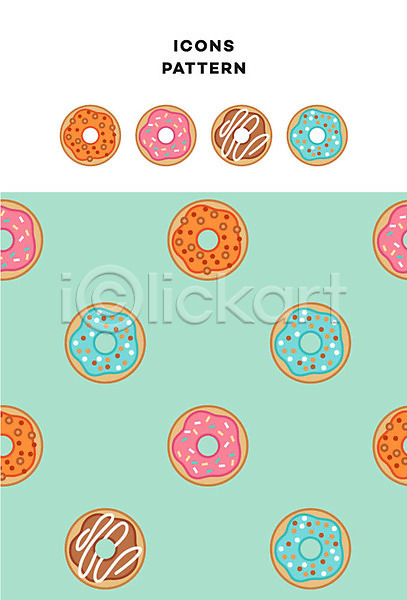 사람없음 AI(파일형식) 아이콘 도넛 디저트 빵 패턴 패턴백그라운드