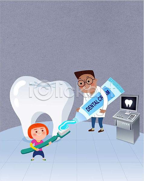 남자 두명 성인 어린이 여자 AI(파일형식) 일러스트 건강검진 병원 신체검사 의사 진료 치과 치과용품 치과의사 치과진료 치아 치약 칫솔 환자
