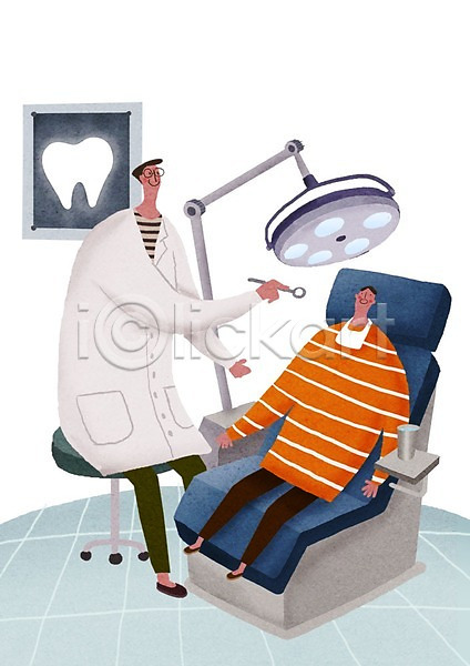 남자 두명 성인 어린이 PSD 일러스트 건강검진 구강거울 병원 신체검사 의사 진료 치과 치과용품 치과의사 치과진료 치아 환자