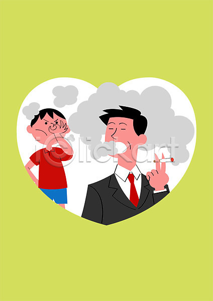 남자 두명 성인 어린이 PSD 일러스트 건강 건강관리 건강수칙 매너 비흡연자 연기 예방 예절 청결 포스터 흡연 흡연금지