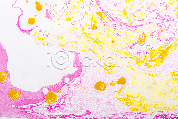 사람없음 JPG 포토 노란색 마블링 물 물감 미술 백그라운드 분홍색 붓 스튜디오촬영 실내 얼룩 잉크 종이 질감 컬러 페인트