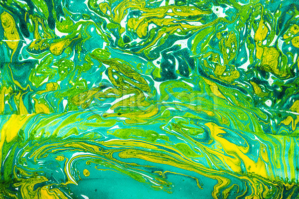 사람없음 JPG 포토 노란색 마블링 물 물감 미술 백그라운드 붓 스튜디오촬영 실내 얼룩 연두색 잉크 종이 질감 초록색 컬러 페인트