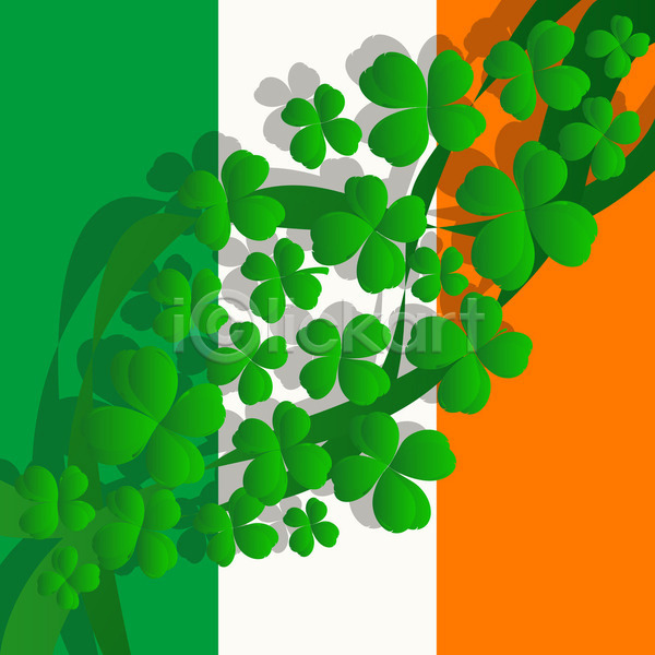 행운 사람없음 JPG 일러스트 포토 해외이미지 깃발 디자인 미술 백그라운드 심볼 아일랜드 잎 장식 초록색 클로버 해외202004