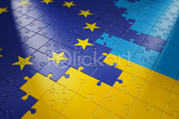 애국심 협력 사람없음 3D JPG 일러스트 포토 해외이미지 글로벌 깃발 노란색 대륙 디자인 모양 배너 빨간색 세계 심볼 우크라이나 유럽 유럽연합 전국 충돌 컨셉 파란색 퍼즐 해외202004