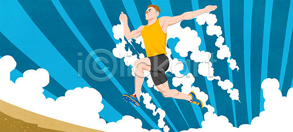 역동적 남자 성인 한명 PSD 일러스트 경기 멀리뛰기 속도 스포츠 연기 올림픽 운동 운동선수 점프