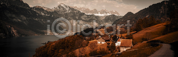 클래식 사람없음 JPG 포토 해외이미지 흑백 구름 그림자 수확 스위스 시골 어둠 언덕 오렌지 자연 주택 풍경 해외202004 해외포토