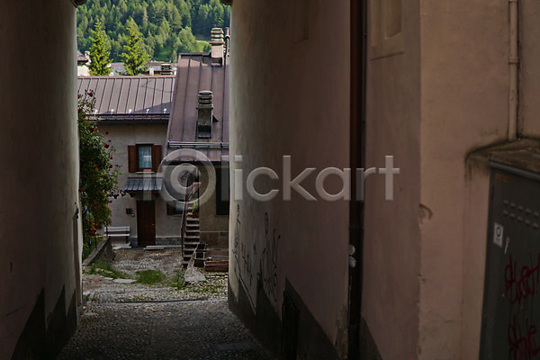 사람없음 JPG 포토 골목길 마을 스위스 야외 주간 주택 풍경(경치) 해외풍경