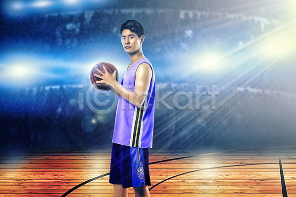 남자 성인 한국인 한명 JPG 디지털합성 편집이미지 농구공 농구선수 농구장 디지털아트 직업 편집 합성
