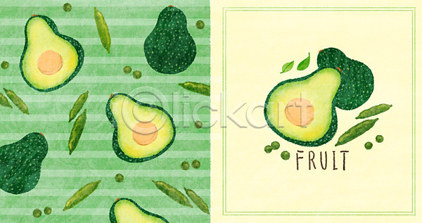 사람없음 PSD 일러스트 과일 아기자기 아보카도 완두콩 채소 패턴 패턴백그라운드