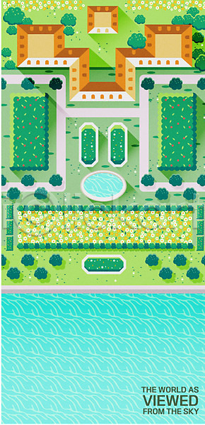사람없음 AI(파일형식) 일러스트 하이앵글 건물 공원 궁전 꽃 나무 백그라운드 정원 풍경(경치) 호수