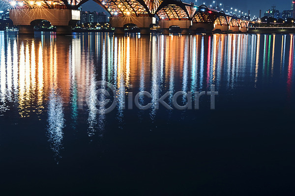 사람없음 JPG 포토 다리(건축물) 도시풍경 반사 서울 성산대교 야간 야경 야외 조명 풍경(경치) 한강