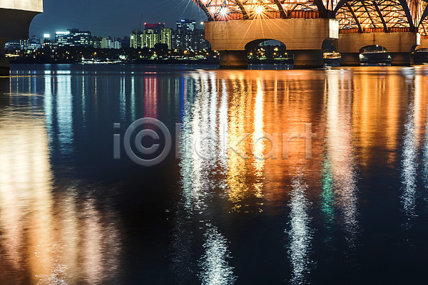 사람없음 JPG 포토 다리(건축물) 도시풍경 반사 서울 성산대교 야간 야경 야외 조명 풍경(경치) 한강