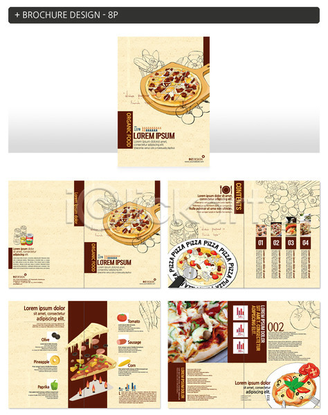 사람없음 INDD ZIP 인디자인 템플릿 서양음식 음식 접시 조각피자 팜플렛 포크 피자 피자칼