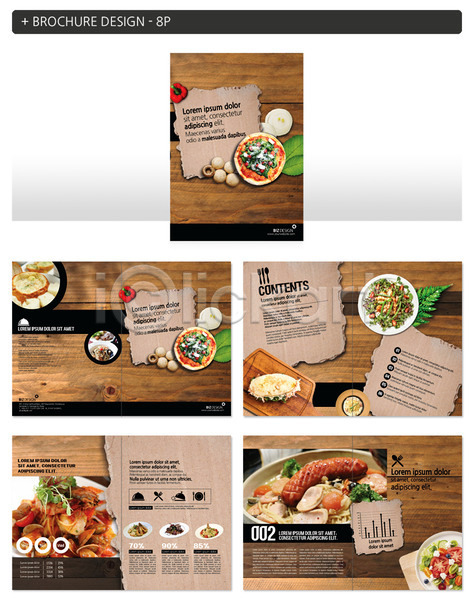 사람없음 INDD ZIP 인디자인 템플릿 나뭇잎 버섯 샐러드 서양음식 소시지 음식 접시 종이 팜플렛 피자