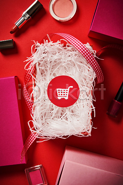 사람없음 JPG 포토 리본 립스틱 분홍색 빨간색 선물상자 쇼핑 쇼핑카 쿠폰 화장품