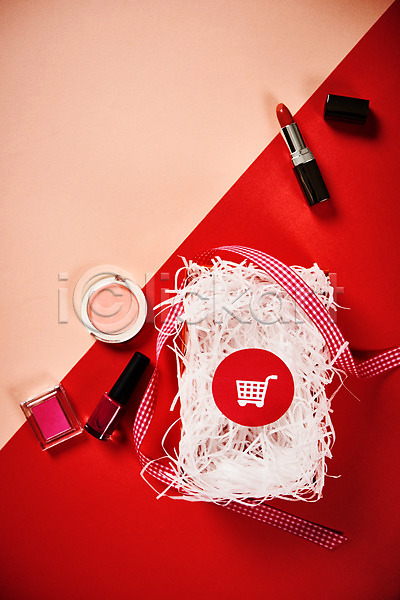 사람없음 JPG 포토 리본 립스틱 매니큐어 선물상자 쇼핑 쇼핑카 아이섀도 화장품