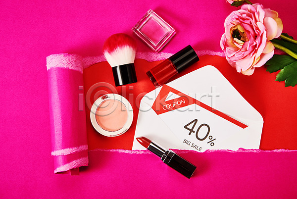 사람없음 JPG 포토 꽃 립스틱 분홍색 세일 쇼핑 종이 찢어짐 쿠폰 화장품