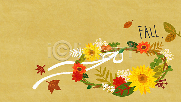 사람없음 PSD 일러스트 가을(계절) 가을배경 결혼 꽃 낙엽 백그라운드 화관
