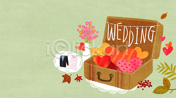 사람없음 PSD 일러스트 가을(계절) 가을배경 결혼 꽃 꽃병 낙엽 백그라운드 액자 여행가방 하트