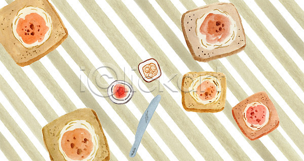 달콤 사람없음 PSD 일러스트 디저트 딸기잼 버터 버터나이프 빵집 살구잼 스프레드(음식) 식빵 식사 잼칼 제빵 크림