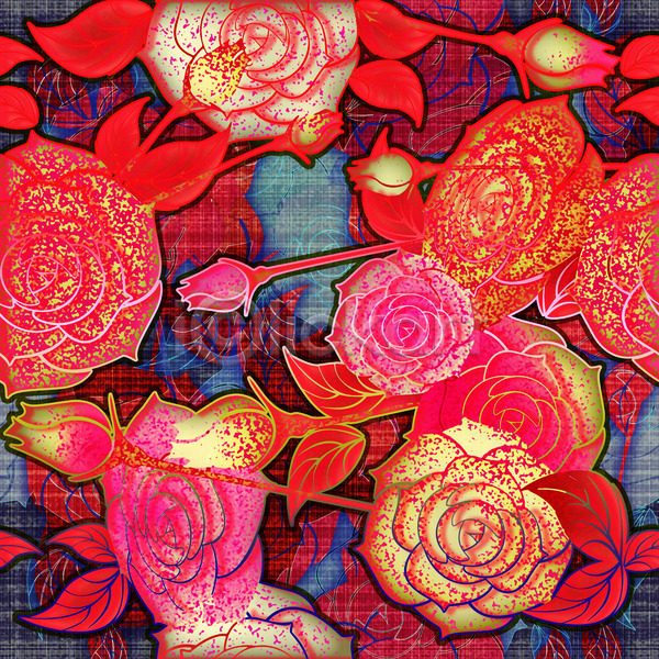 사람없음 JPG 포토 해외이미지 꽃 벽지 분홍색 어둠 장미 종이 초록색 파란배경 패턴 해외202004
