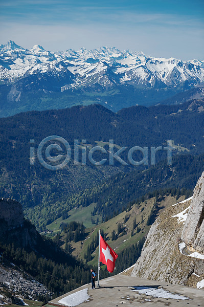 한명 JPG 포토 루체른 바위산 스위스 스위스국기 알프스 야외 유럽풍경 전신 정상 주간 풍경(경치) 해외풍경