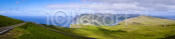 사람없음 JPG 포토 맑음 스위노이 야외 언덕 자연 주간 파노라마 페로제도 풍경(경치) 하늘 해외풍경