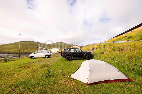 사람없음 JPG 포토 보가르섬 야외 자연 주간 초원(자연) 캠핑 캠핑카 텐트 페로제도 풍경(경치) 해외풍경