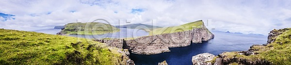 사람없음 JPG 포토 구름(자연) 바다 보가르섬 야외 자연 주간 파노라마 페로제도 풍경(경치) 해외풍경 호수