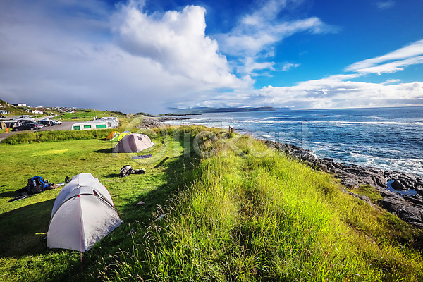 사람없음 JPG 포토 맑음 스트레이모이섬 야외 자연 주간 초원(자연) 캠핑 텐트 페로제도 풍경(경치) 하늘 해외풍경