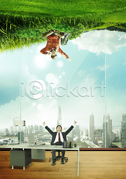 휴식 20대 남자 두명 성인 일본인 한국인 PSD 편집이미지 구름(자연) 기지개 도시 등산 비즈니스맨 빌딩 앉기 의자 잔디 전신 책상 편집 하늘