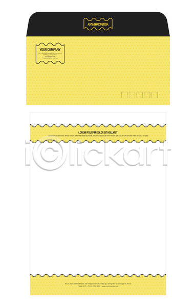 사람없음 AI(파일형식) 봉투템플릿 템플릿 노란색 레터폼 레터헤드 물결무늬 봉투디자인 서식 우편봉투 편지봉투 편지지