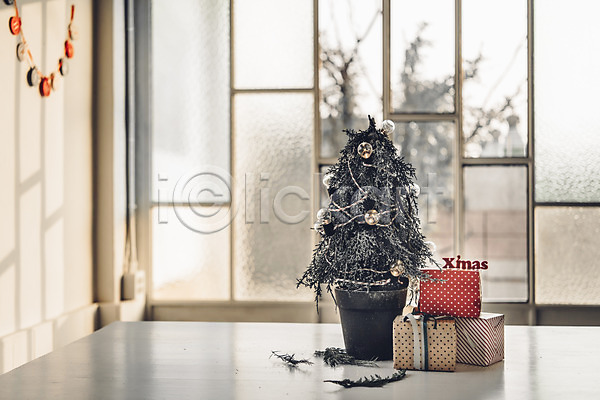 사람없음 JPG 포토 가랜드 겨울 나뭇잎 백그라운드 선물상자 스튜디오촬영 식탁 실내 장식 창문 크리스마스 크리스마스트리
