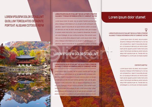 사람없음 AI(파일형식) 템플릿 3단접지 가을(계절) 내지 단풍 리플렛 북디자인 북커버 연못 자연 정자(건축물) 출판디자인 팜플렛 표지디자인