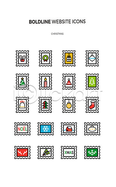 사람없음 AI(파일형식) 라인아이콘 아이콘 노엘 산타모자 선물 세트 오너먼트 우표 웹엘리먼트 장식 종 촛불 크리스마스