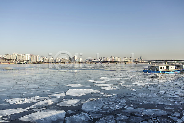 사람없음 JPG 포토 겨울 결빙 다리 마포대교 빌딩 서울 야외 얼음 여의도 주간 하늘 한강